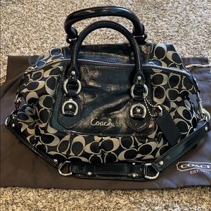 Coach Ashley black/silver convertible satchel bag